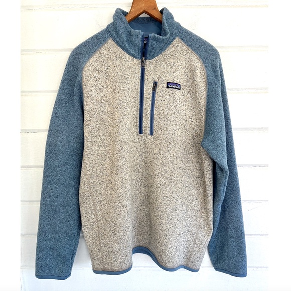 PATAGONIA Better Sweater 1/4 Zip Pullover in Blue/Oatmeal - L - Picture 1 of 9